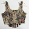 Vintage Floral Print Lace Up Corset Top - Modakawa Modakawa