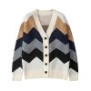 Girlfriend Boyfriend V-neck Colorblock Cardigan Sweater - Modakawa modakawa