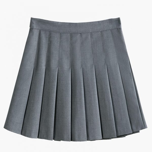 Pure Color Lapel T-Shirt Pleated Skirt Two Pieces  - Modakawa modakawa