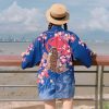 Vintage Fish Print Kimono Outerwear Sun Protective - Modakawa modakawa