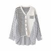 Colorblock Stripe Loose V-neck Cardigan Sweater Shirt - Modakawa modakawa