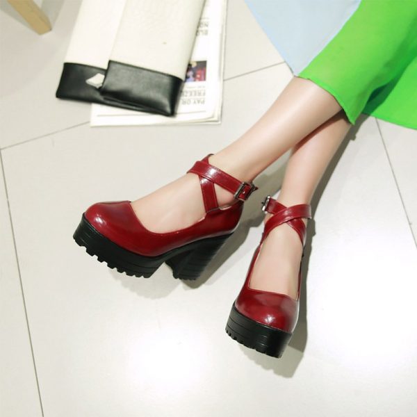 Pure Color Platform Mary Janes Shoes - Modakawa Modakawa